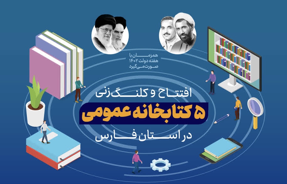 افتتاح و کلنگ زنی پنج کتابخانه عمومی در استان فارس همزمان با هفته دولت